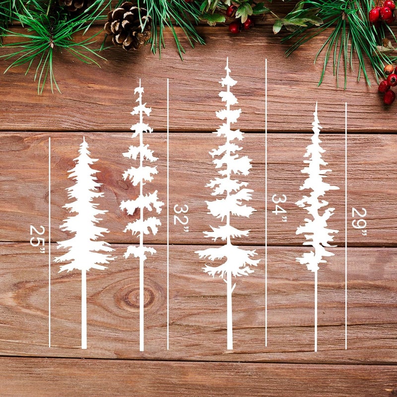 SUNVERSE Large Pine Tree Stencils for Painting on Wood Fence Giant Wall Stencils Reusable Forest Tree Mural Templates for Wall Garden Fence Window Furniture - Image 2